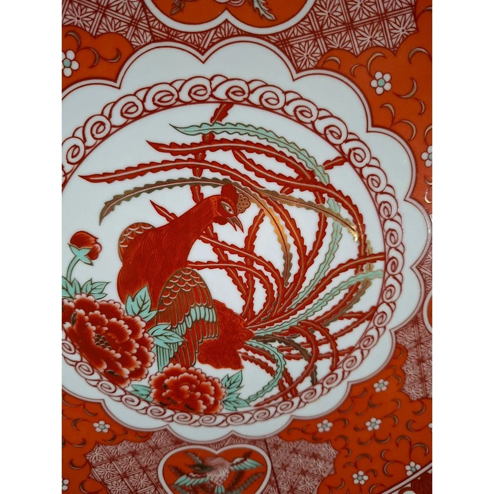 Japanese Imari Porcelain Phoenix Peony Charger Plate Red Gold M382 12 Inch